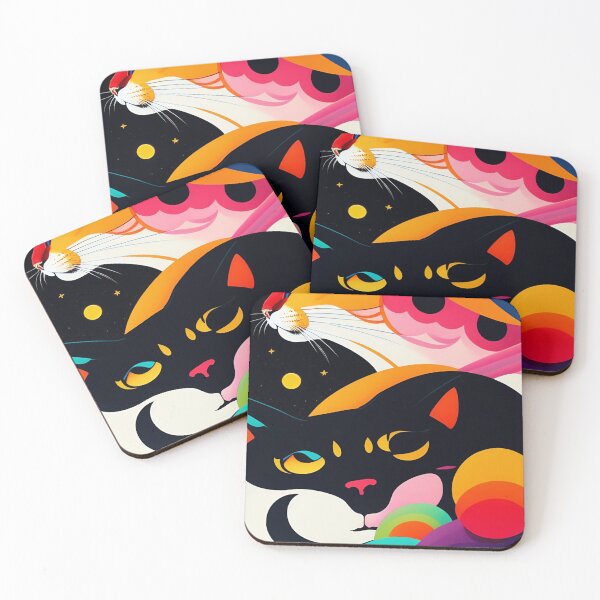 Item preview, beautiful cat colorful abstract vector illustration digital art curls and waves 8 designed and sold by vishalraifx.