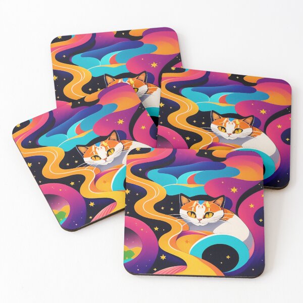 Item preview, beautiful cat colorful abstract vector illustration digital art curls and waves 9 designed and sold by vishalraifx.