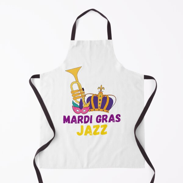 Item preview, Celebrate Mardi Gras Jazz! Colorful Carnival Purple and Gold Design with Crown Mask and Bright Brass Trumpet designed and sold by Lost-World-Shop.