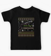 Safety First Drink With A Firefighter Funny Ugly Christmas Gifts Kids Tee