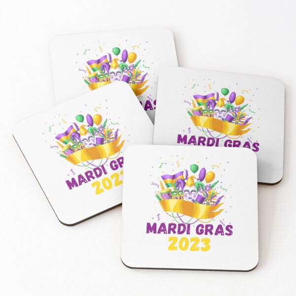 Item preview, Join the Mardi Gras Parade! Colorful Carnival Purple and Gold Design with Masks, Top Hats, Ballons and Confetti designed and sold by Lost-World-Shop.