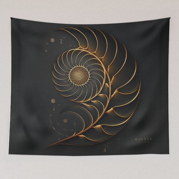 Item preview, Fibonacci Golden Ratio in Elegant and Exclusive Golden and Black Design designed and sold by RAGANADesign.