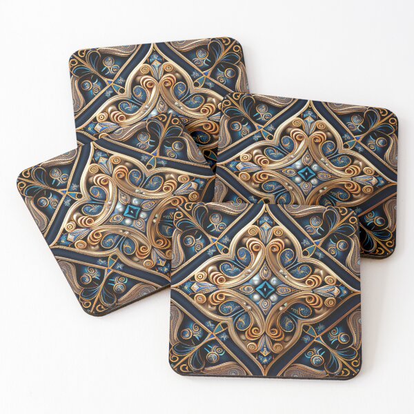 Item preview, Square Bejeweled Abstract Beautiful Traditional Pattern Digital Painting designed and sold by CodeAndColors.