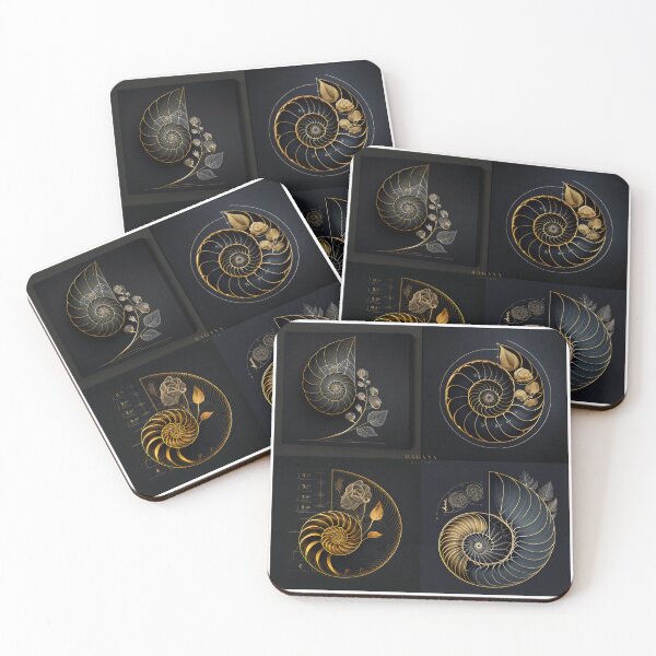 Item preview, Collage Fibonacci Golden Ratio in Elegant and Exclusive Golden and Black Design designed and sold by RAGANADesign.