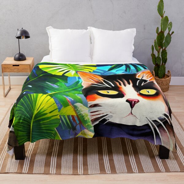 Item preview, Cat in the jungle watercolor art designed and sold by Ascooepics.