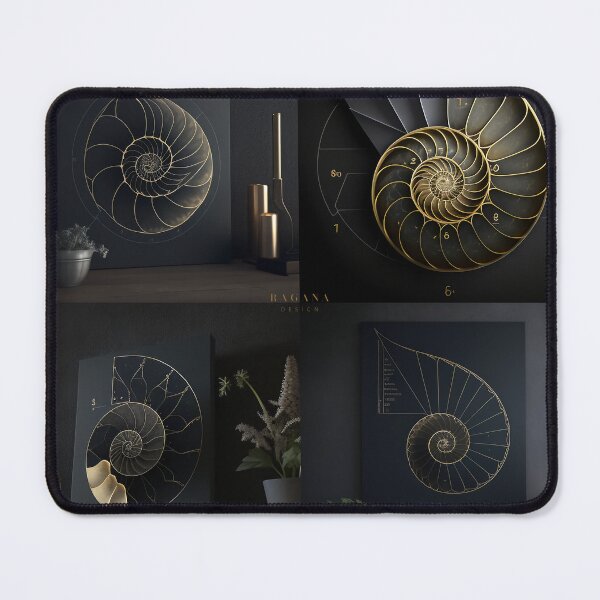 Item preview, Collage Fibonacci Golden Ratio in Elegant and Exclusive Golden and Black Design designed and sold by RAGANADesign.
