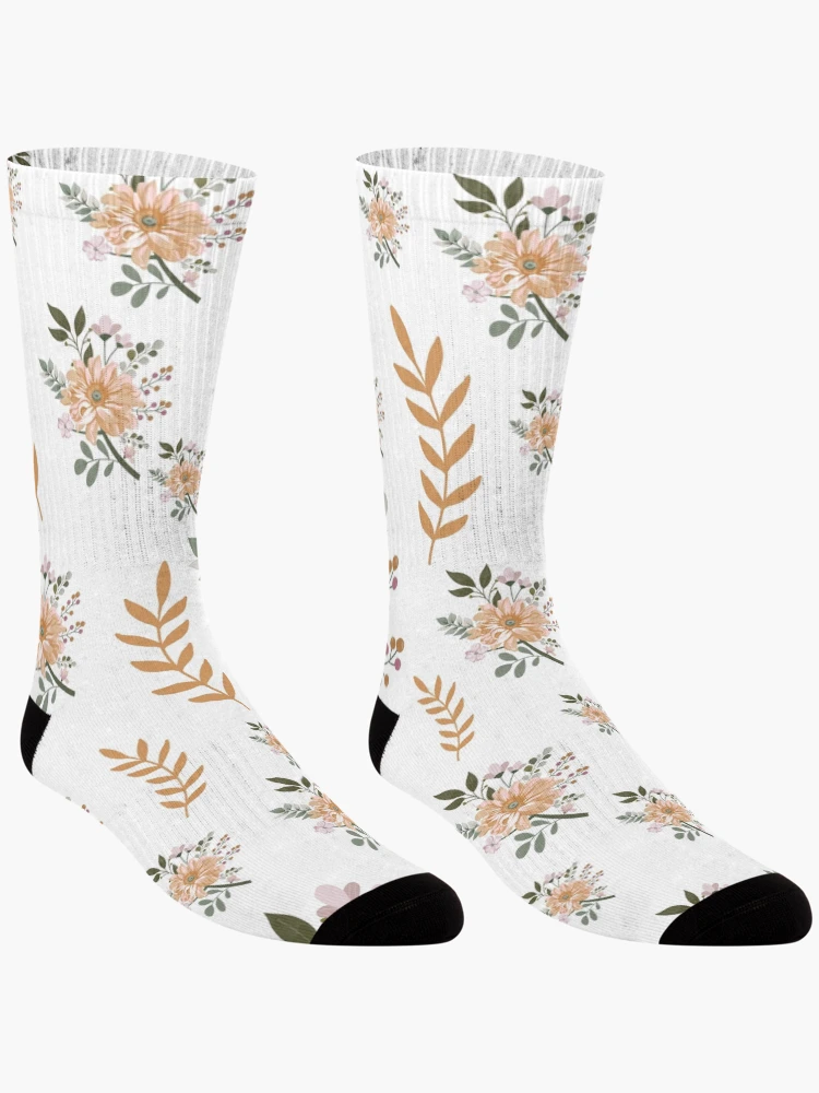 Thumbnail 3 of 5, Socks, Orange Roses Pattern designed and sold by MedEla ⭐⭐⭐⭐⭐.