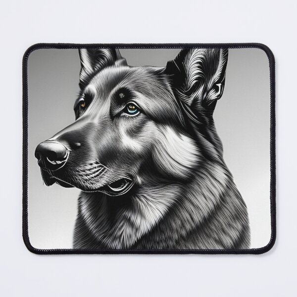 Item preview, German Shepherd, monochrome charcoal drawing 2, Ai Generated Art designed and sold by ACC .