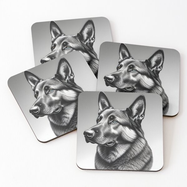 Item preview, German Shepherd, monochrome charcoal drawing 2, Ai Generated Art  designed and sold by ACC .