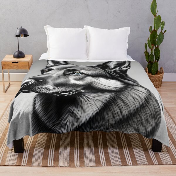 Item preview, German Shepherd, monochrome charcoal drawing 2, Ai Generated Art designed and sold by ACC .