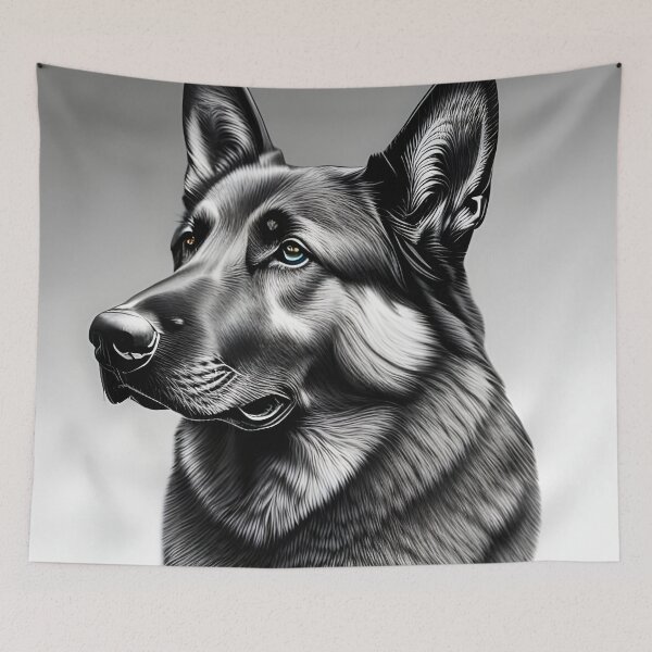 Item preview, German Shepherd, monochrome charcoal drawing 2, Ai Generated Art  designed and sold by ACC .
