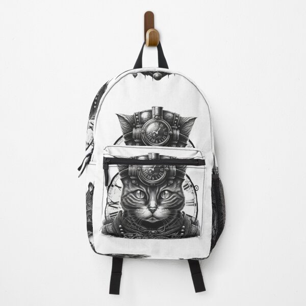 Item preview, Steampunk Cat in Black and White designed and sold by Left-Hand-Tree.