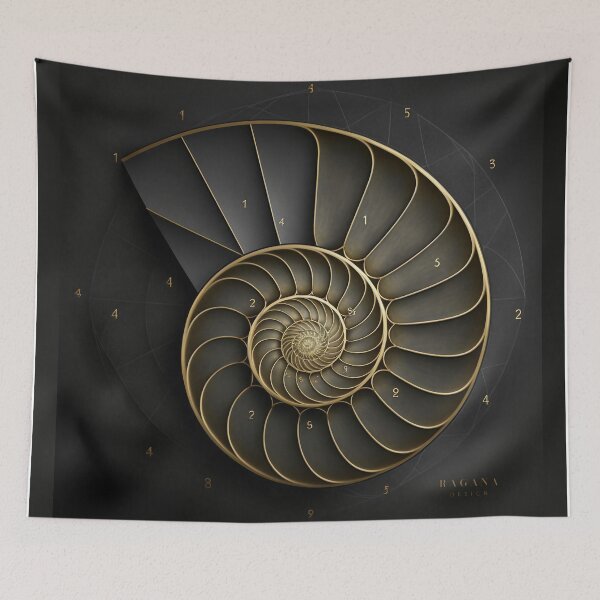 Item preview, Fibonacci Golden Ratio in Elegant and Exclusive Golden and Black Design designed and sold by RAGANADesign.