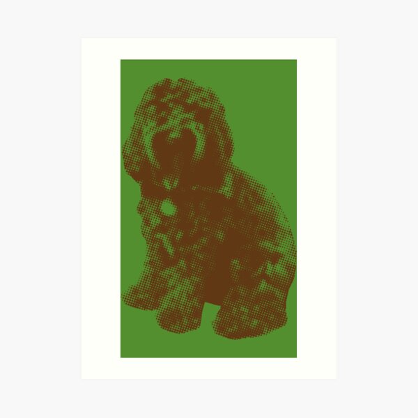 Chocolate Cockapoo Fur Baby (Green) Art Print
