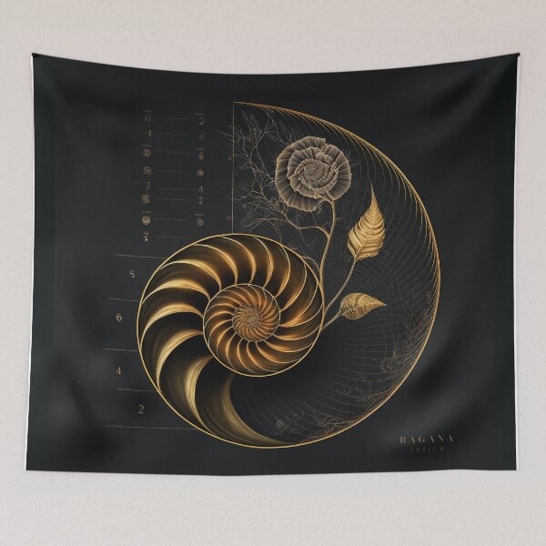 Item preview, Fibonacci Golden Ratio in Elegant and Exclusive Golden and Black Design designed and sold by RAGANADesign.