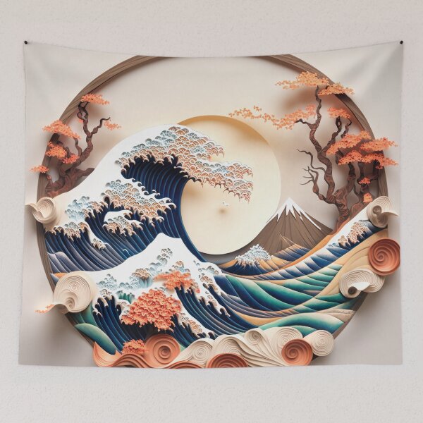 Item preview, Hokusai Inspired PaperQuill Mandala Artwork designed and sold by jojolescargot.