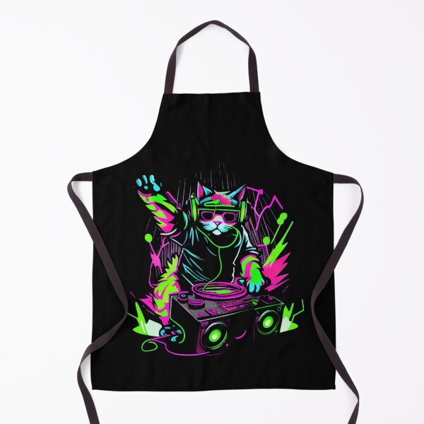 Item preview, Cat DJ Decks 80's 90's Retro Neon Clubbers Rave Party designed and sold by Tellingmoon.