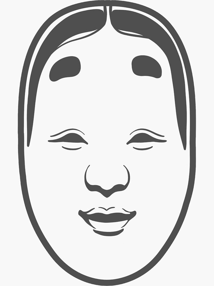 Pegatina «Máscaras japonesas tradicionales, Onnamen, diseño estilizado