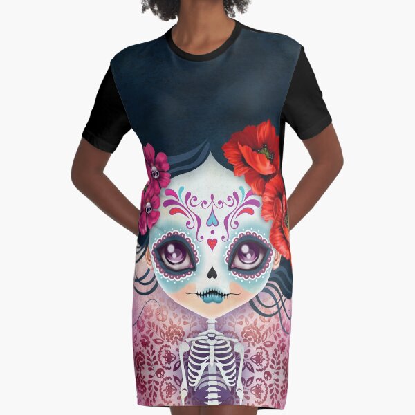 Amelia Calavera - Sugar Skull Graphic T-Shirt Dress