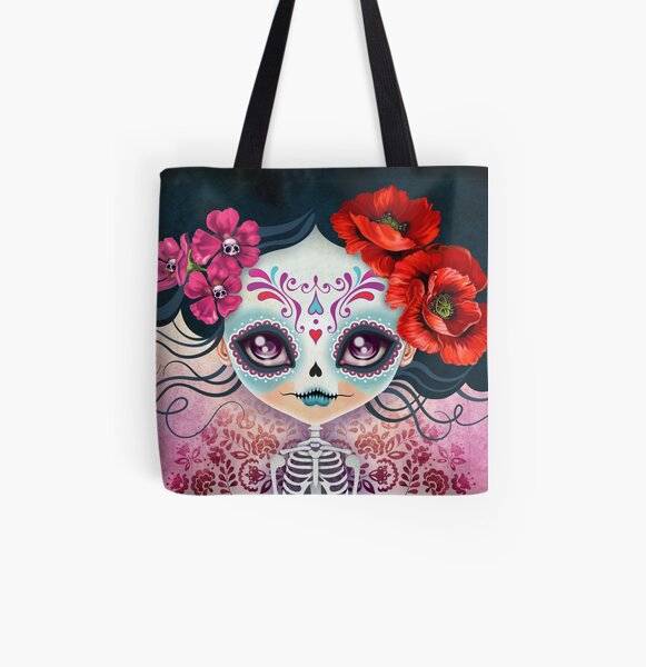 Amelia Calavera - Sugar Skull All Over Print Tote Bag