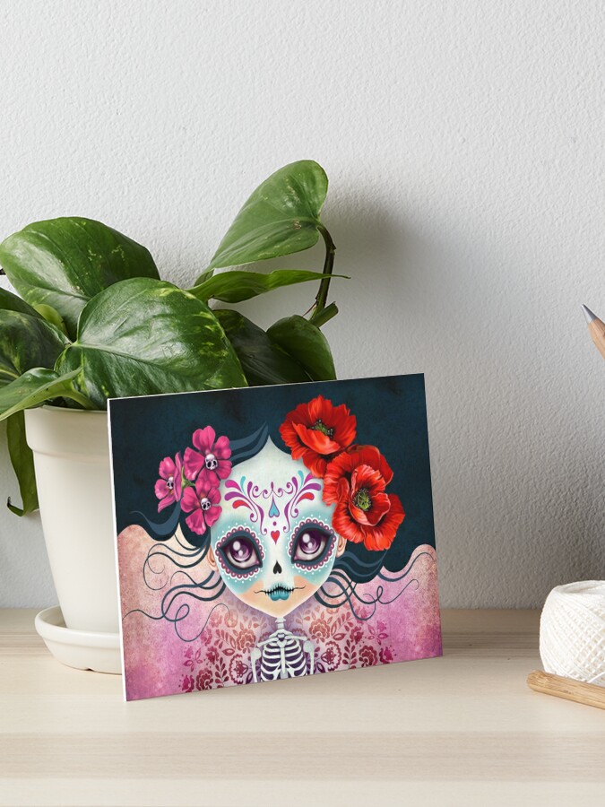 Calavera- Floral Sugar Skull Art Board Print for Sale by