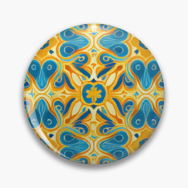 Artikelvorschau, Yellow Blue Western Pattern Digital Painting entworfen und verkauft von CodeAndColors.
