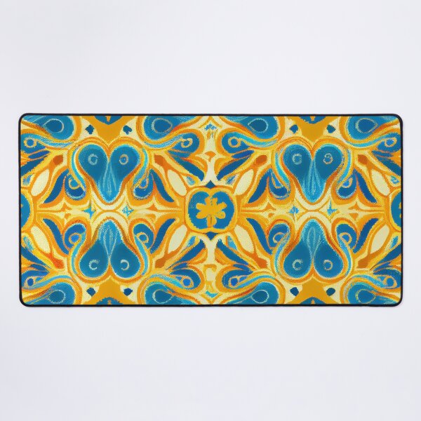 Artikelvorschau, Yellow Blue Western Pattern Digital Painting entworfen und verkauft von CodeAndColors.