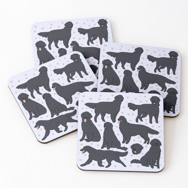 Item preview, flat coated retriever dog pattern illustration  designed and sold by Yarafantasyart.