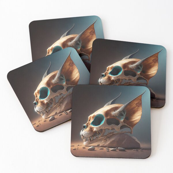 Item preview, Golden Fantasy Cat Skull, Poster designed and sold by SkullandKitten.