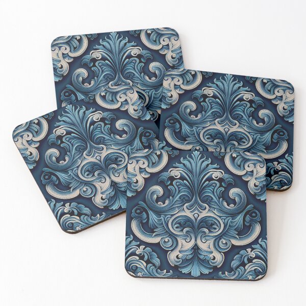 Item preview, Relaxed Baroque Drawn Blue Western Pattern Digital Painting designed and sold by CodeAndColors.
