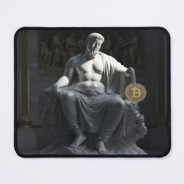 Item preview, Ancient Stone Statue Serious About Bitcoin designed and sold by steveykh.