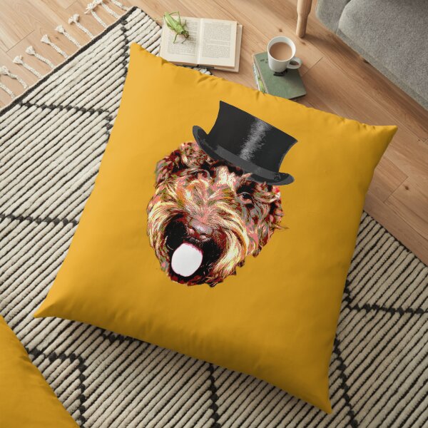 Cockapoo in a Top Hat (Gold) Floor Pillow