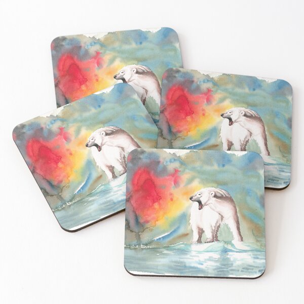 Item preview, Spoken Emotion, roaring Polar Bear on iceberg original watercolor artwork prints designed and sold by TimeDoorStar Studio.