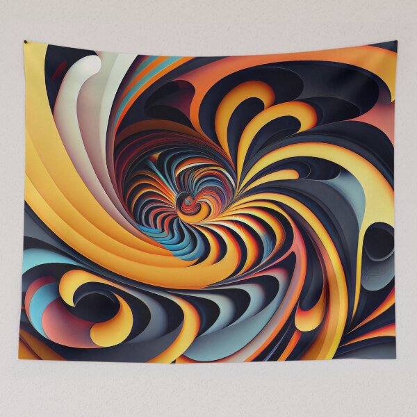 Item preview, Psychedelic Futuristic Swirling Geometric Modern  Digital Painting designed and sold by CodeAndColors.