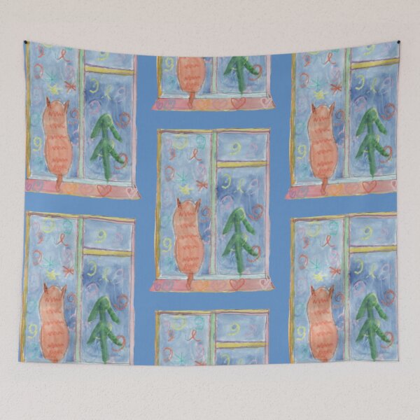 Item preview, Cat Looking at Festive Firework designed and sold by mila-ola.