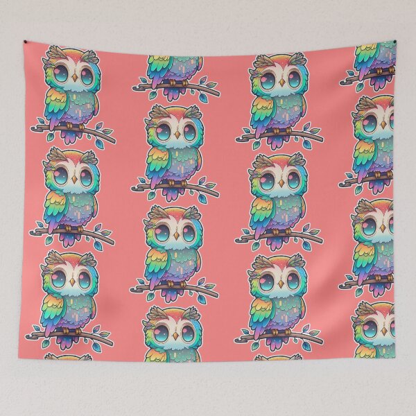 Item preview, Rainbow Kawaii Owl Anime Colorful Prism designed and sold by tronictees.