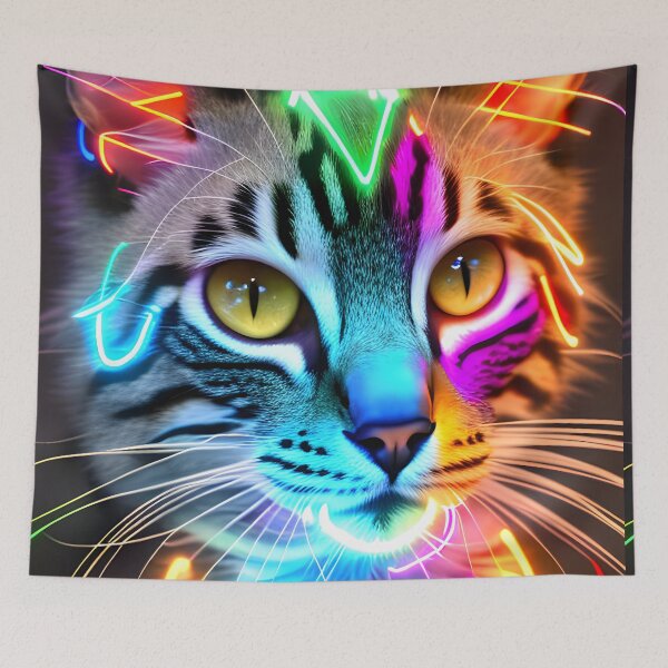Item preview, Neon Cat - Modern Digital Art designed and sold by Ai-michiart.