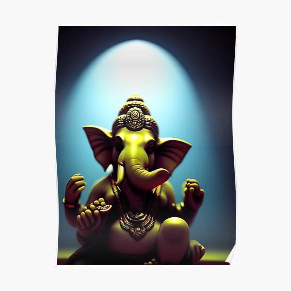 Shadow Vintage Ganesh. Hindu god inpersonated as an Elephant. Great gift  for Bengali New Year and all hindu culture and meditation lovers! 