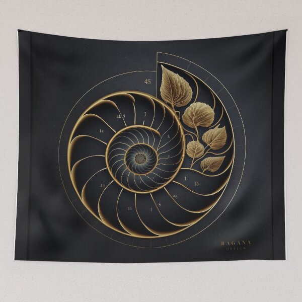 Item preview, Fibonacci Golden Ratio in Elegant and Exclusive Golden and Black Design designed and sold by RAGANADesign.