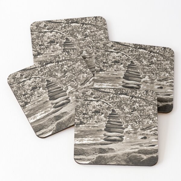Item preview, Dukes Creek Cairn at Anna Ruby Falls Black And White designed and sold by LisaWootenPhoto.