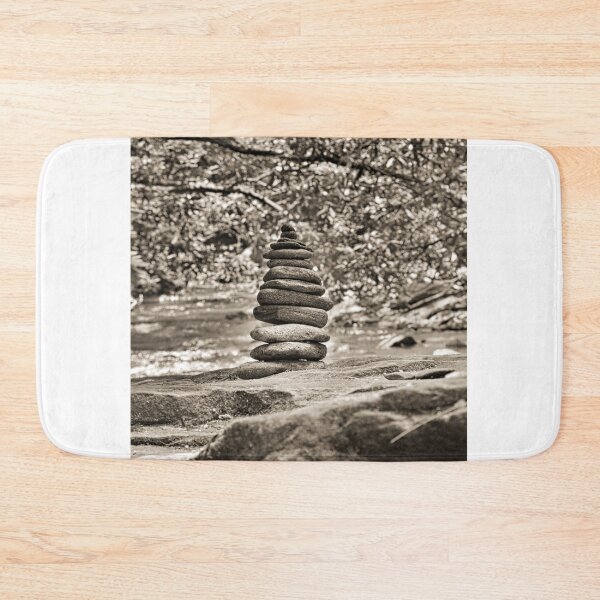 Item preview, Dukes Creek Cairn at Anna Ruby Falls Black And White designed and sold by LisaWootenPhoto.
