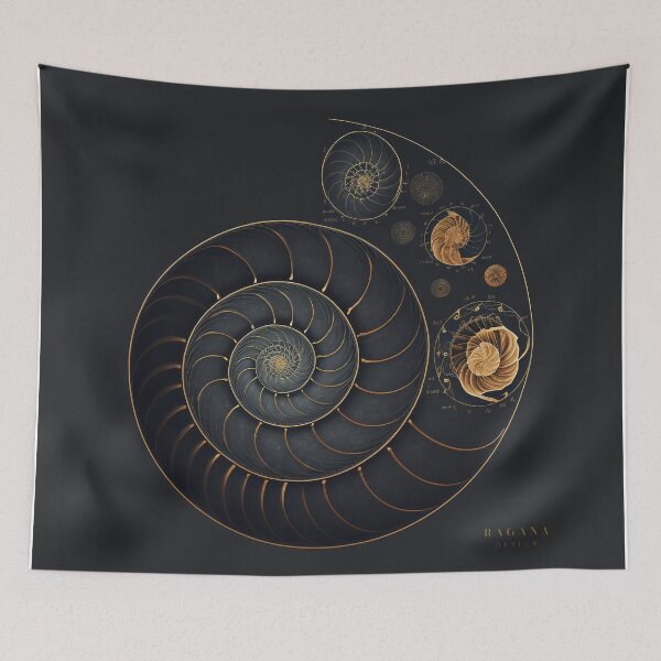 Item preview, Fibonacci Golden Ratio in Elegant and Exclusive Golden and Black Design designed and sold by RAGANADesign.