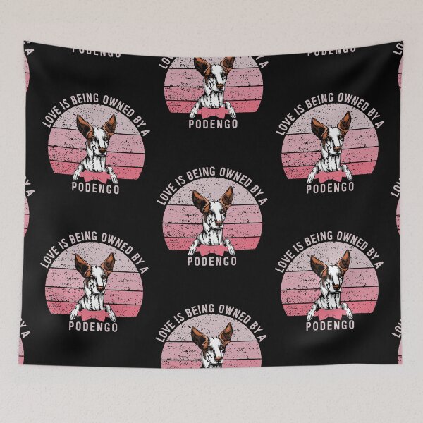 Item preview, Podengo Dog Love Pink Vintage Sunset Valentine designed and sold by Cuddlythopia.