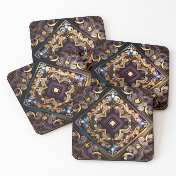 Item preview, Square Bejeweled Abstract Beautiful Traditional Pattern Digital Painting designed and sold by CodeAndColors.