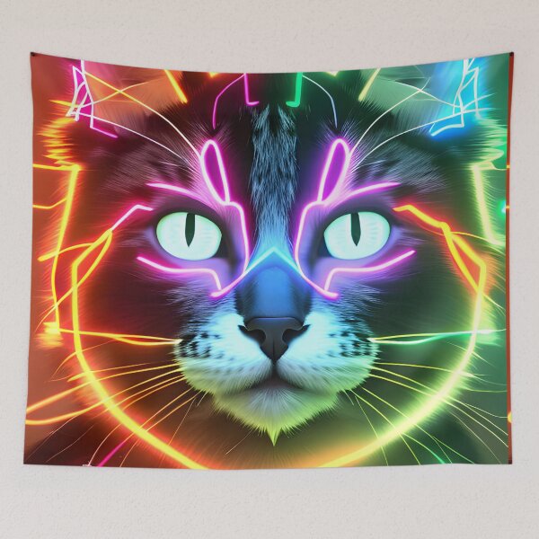 Item preview, Neon Cat - Modern Digital Art designed and sold by Ai-michiart.