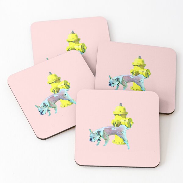 Item preview, Inappropriate dog marking his territory - peeing on a fire hydrant - Pink designed and sold by Dude  Stuff.