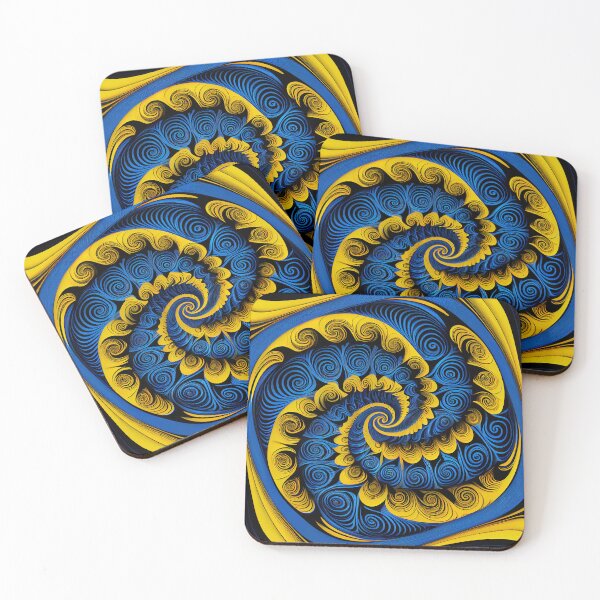 Item preview, Blue Swirling Yellow Extreme Crafty Industrial Pattern Digital Painting designed and sold by CodeAndColors.