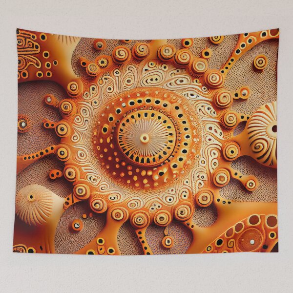 Item preview, Three Dimensional Ancient Orange Australian Pattern Digital Painting designed and sold by CodeAndColors.