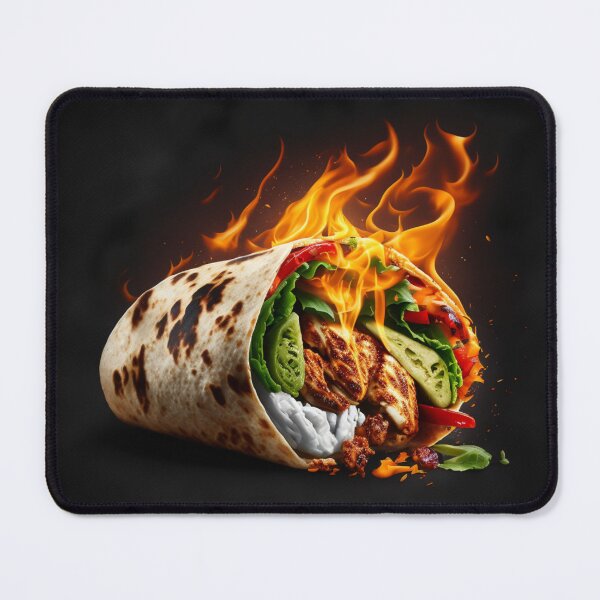 Item preview, hot flaming burrito wrap with tandoori chicken  designed and sold by sammgdesign.