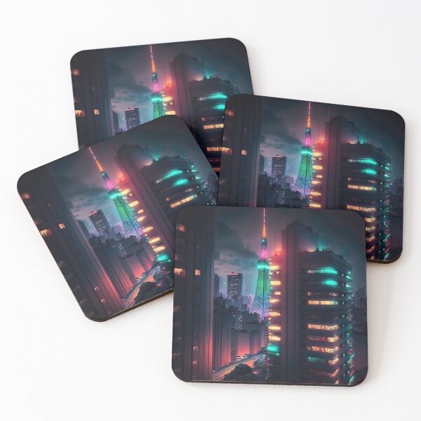 Item preview, Futuristic Tokyo Japan Neon Style Illustration designed and sold by unrealartwork.